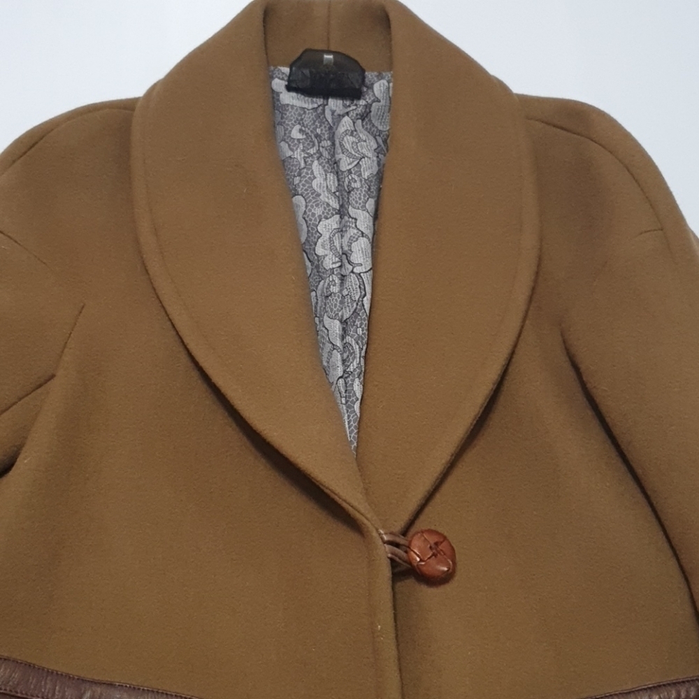 AULA 100% Wool Peanut Brown Blazer Coat - Picture 4 of 10